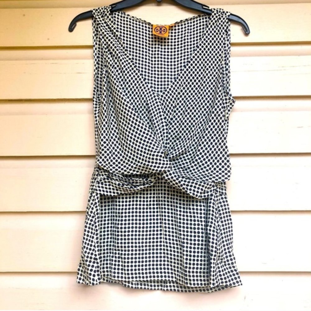 SOLD! Tory Burch Silk Blouse Sleeveless Top Polka Dot V Neck. Price Firm.